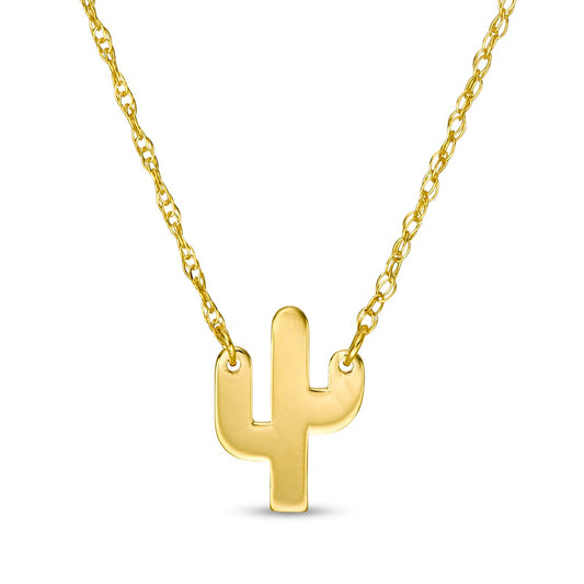 Mini Saguaro Cactus Necklace in 14K Gold