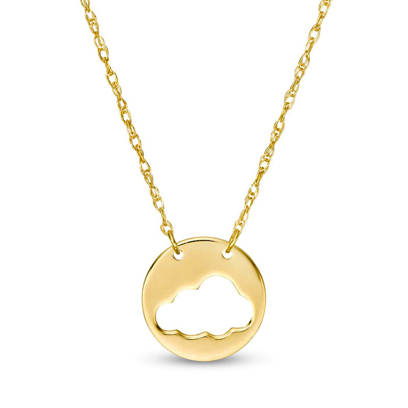 Mini Cut-Out Cloud Disc Necklace in 14K Gold
