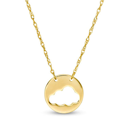Mini Cut-Out Cloud Disc Necklace in 14K Gold