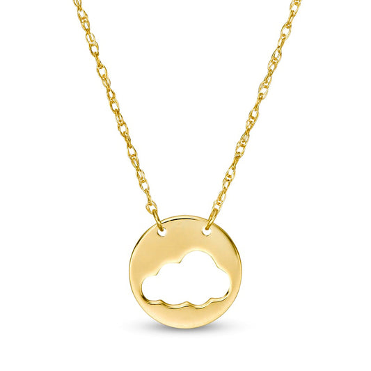 Mini Cut-Out Cloud Disc Necklace in 14K Gold