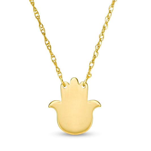 Mini Hamsa Necklace in 14K Gold