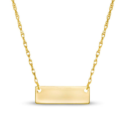 Mini Rectangular Bar Necklace in 14K Gold