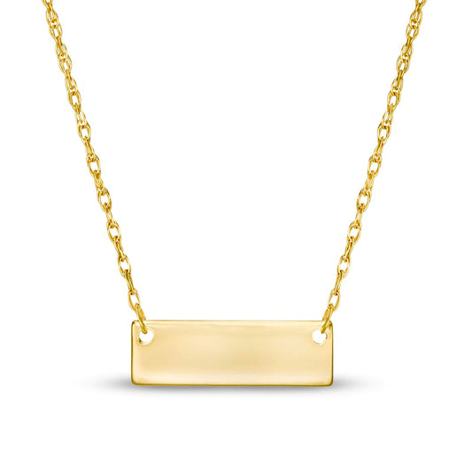 Mini Rectangular Bar Necklace in 14K Gold