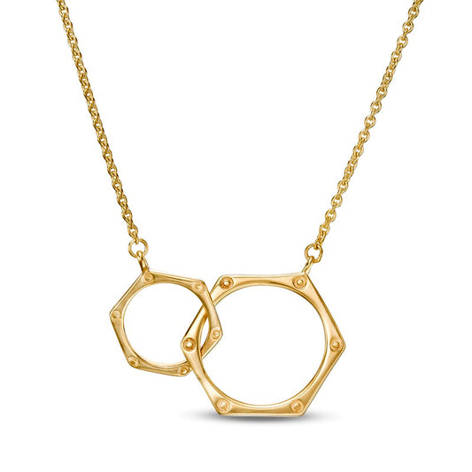 Mini Interlocking Gears Necklace in 14K Gold