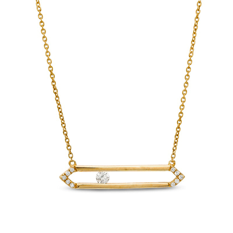 0.13 CT. T.W. Natural Diamond Open Bar Necklace in 14K Gold
