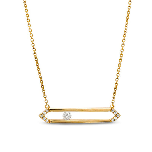 0.13 CT. T.W. Natural Diamond Open Bar Necklace in 14K Gold