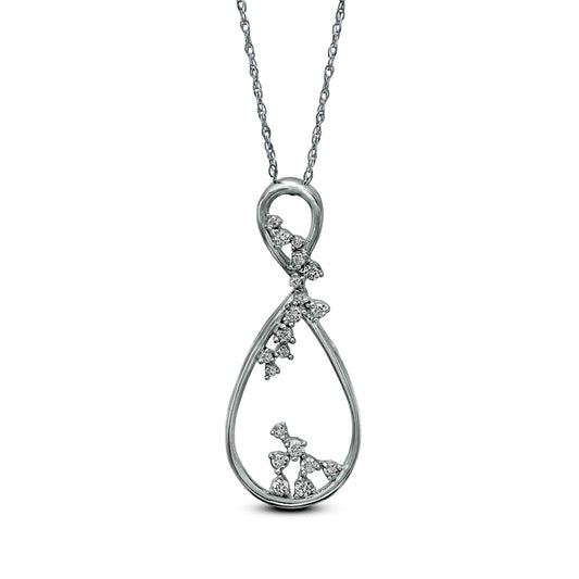 0.17 CT. T.W. Natural Diamond Scattered Infinity Pendant in 14K White Gold