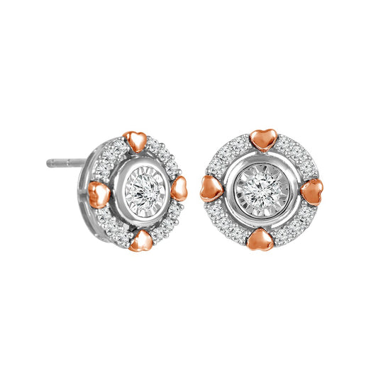 0.33 CT. T.W. Diamond Frame with Hearts Stud Earrings in 10K Two-Tone Gold