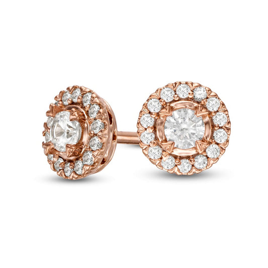 0.33 CT. T.W. Diamond Frame Stud Earrings in 10K Rose Gold