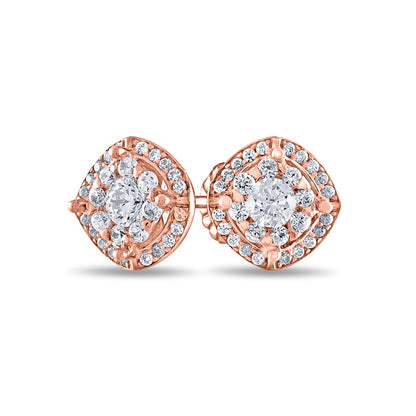0.33 CT. T.W. Diamond Double Cushion Frame Stud Earrings in 10K Rose Gold