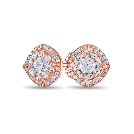 0.33 CT. T.W. Diamond Double Cushion Frame Stud Earrings in 10K Rose Gold