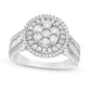 1.0 CT. T.W. Baguette and Round Natural Diamond Double Frame Multi-Row Engagement Ring in Solid 10K White Gold