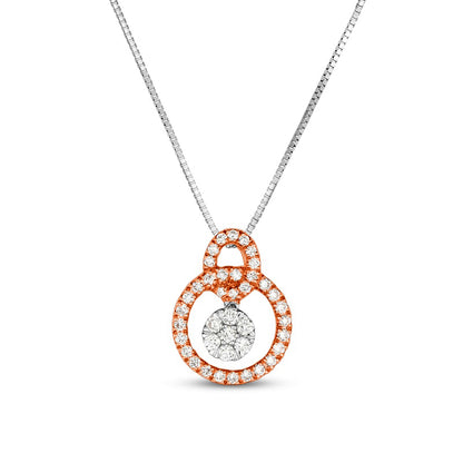 0.2 CT. T.W. Composite Natural Diamond Entwined Open Circles Pendant in 10K Two-Tone Gold