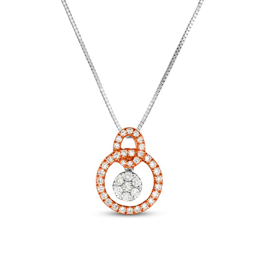0.2 CT. T.W. Composite Natural Diamond Entwined Open Circles Pendant in 10K Two-Tone Gold