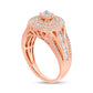 1.0 CT. T.W. Baguette and Round Composite Natural Diamond Frame Multi-Row Engagement Ring in Solid 10K Rose Gold