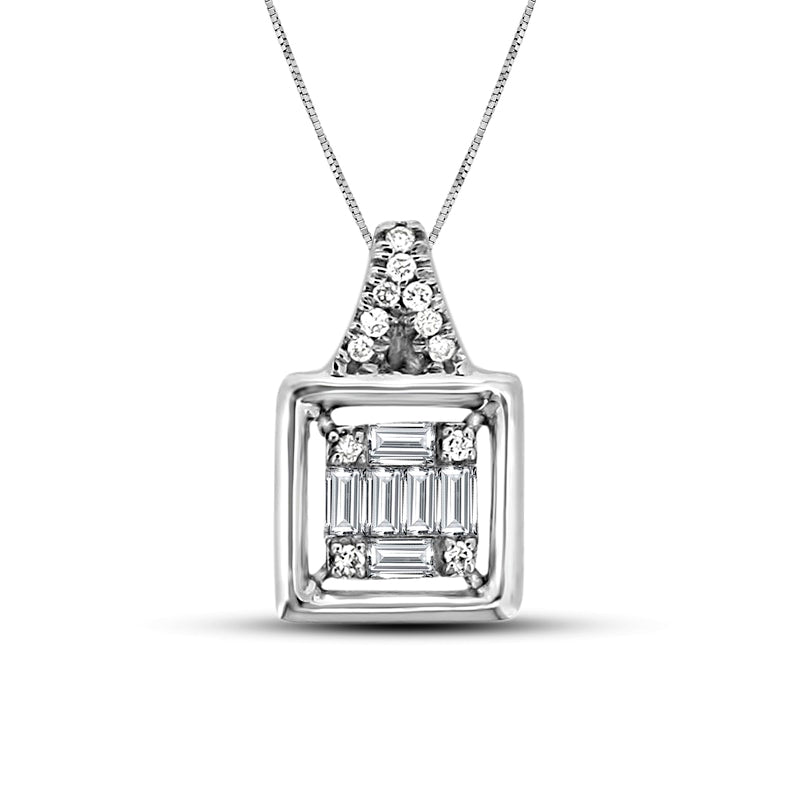 0.2 CT. T.W. Composite Natural Diamond Square Pendant in 10K White Gold