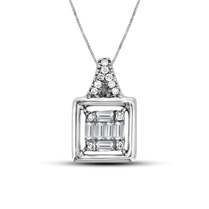 0.2 CT. T.W. Composite Natural Diamond Square Pendant in 10K White Gold