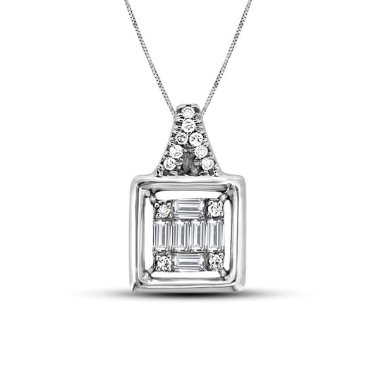 0.2 CT. T.W. Composite Natural Diamond Square Pendant in 10K White Gold