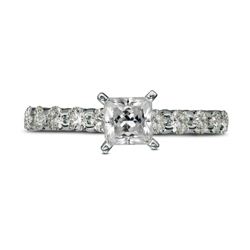 1.0 CT. T.W. Princess-Cut Natural Diamond High Profile Engagement Ring in Solid 14K White Gold