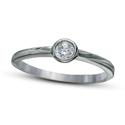 0.17 CT. Natural Clarity Enhanced Diamond Bezel Set Solitaire Promise Ring in Solid 10K White Gold