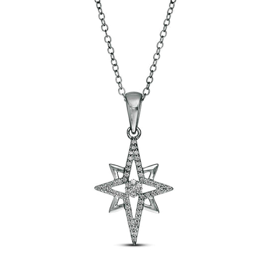 0.2 CT. T.W. Natural Diamond North Star Pendant in Sterling Silver
