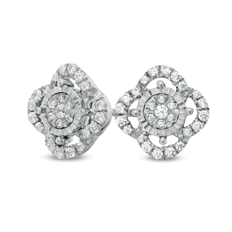 0.25 CT. T.W. Composite Diamond Clover Stud Earrings in 10K White Gold