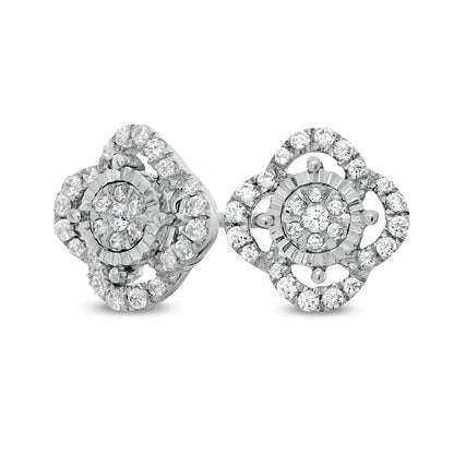 0.25 CT. T.W. Composite Diamond Clover Stud Earrings in 10K White Gold