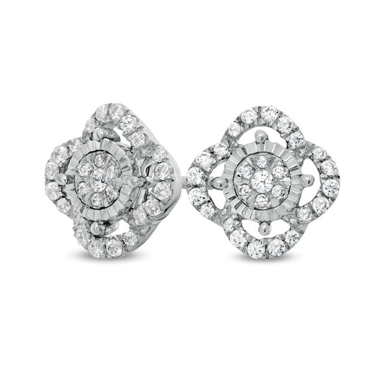 0.25 CT. T.W. Composite Diamond Clover Stud Earrings in 10K White Gold