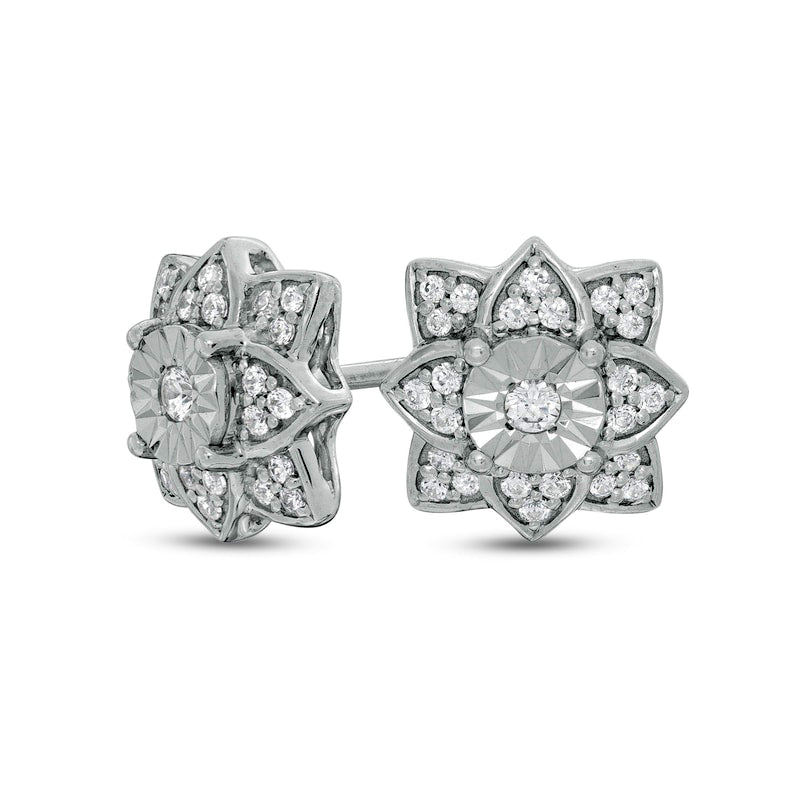 0.33 CT. T.W. Diamond Flower Stud Earrings in 10K White Gold