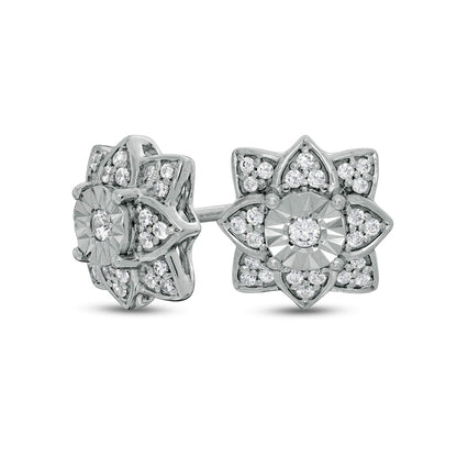 0.33 CT. T.W. Diamond Flower Stud Earrings in 10K White Gold