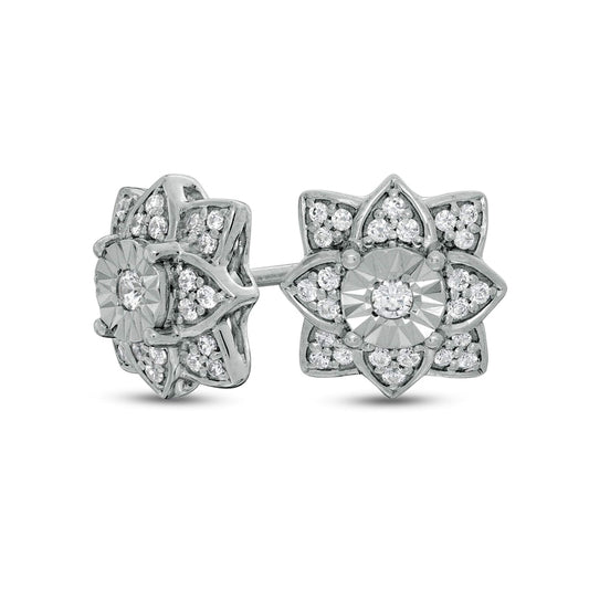 0.33 CT. T.W. Diamond Flower Stud Earrings in 10K White Gold