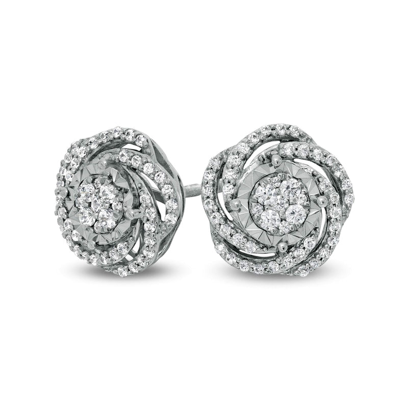 0.38 CT. T.W. Composite Diamond Swirl Stud Earrings in 10K White Gold