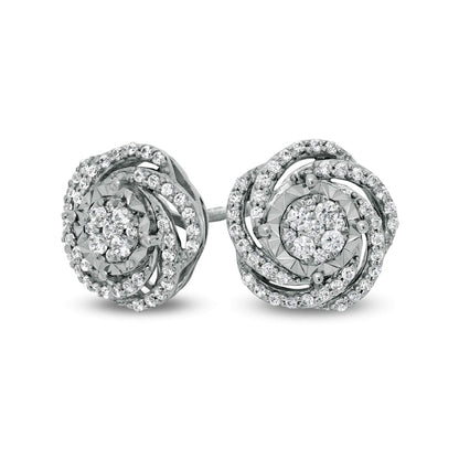 0.38 CT. T.W. Composite Diamond Swirl Stud Earrings in 10K White Gold