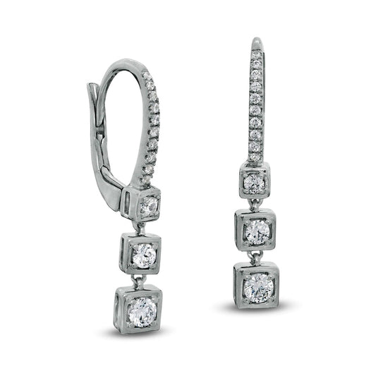 0.5 CT. T.W. Diamond Graduated Drop Earrings in 10K White Gold