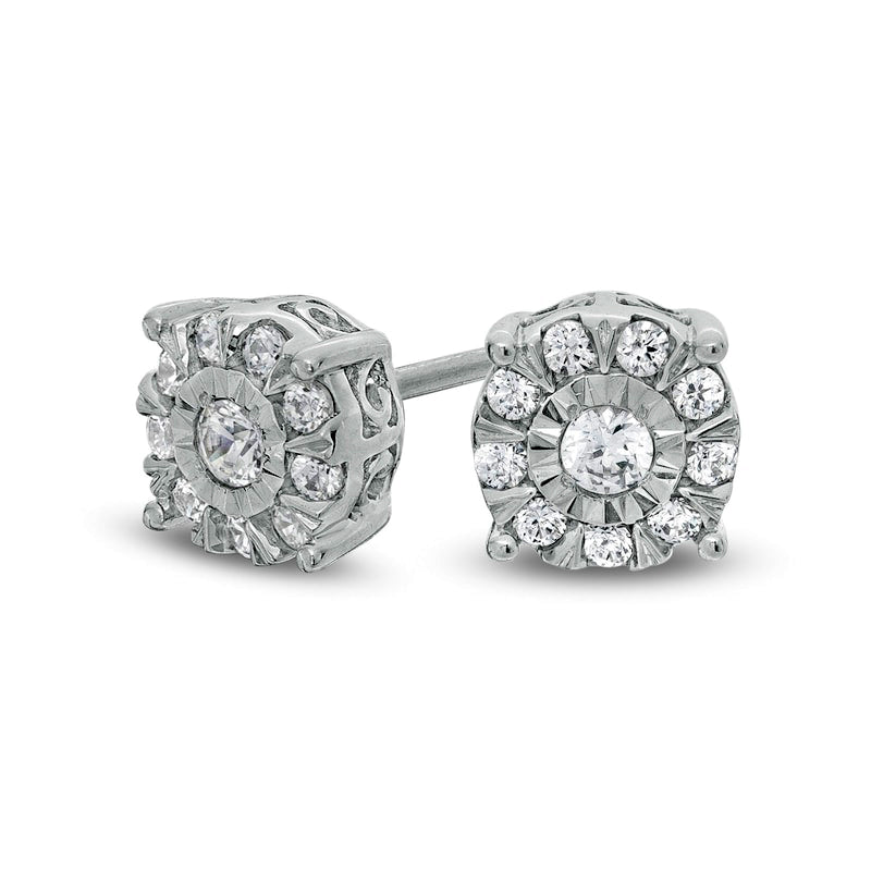 0.33 CT. T.W. Diamond Frame Stud Earrings in 10K White Gold