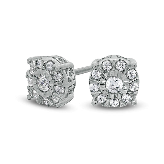 0.33 CT. T.W. Diamond Frame Stud Earrings in 10K White Gold