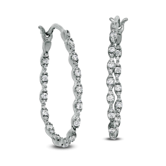 0.5 CT. T.W. Diamond Marquise Inside-Out Hoop Earrings in 10K White Gold
