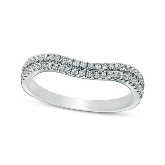 0.25 CT. T.W. Natural Diamond Double Contour Anniversary Band in Solid 10K White Gold