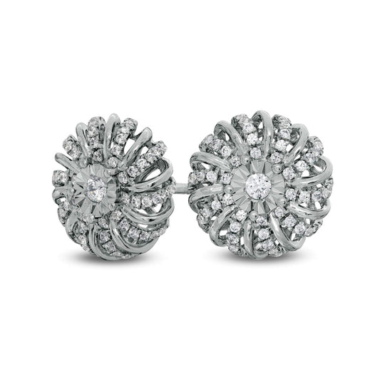 0.5 CT. T.W. Diamond Pinwheel Stud Earrings in 10K White Gold