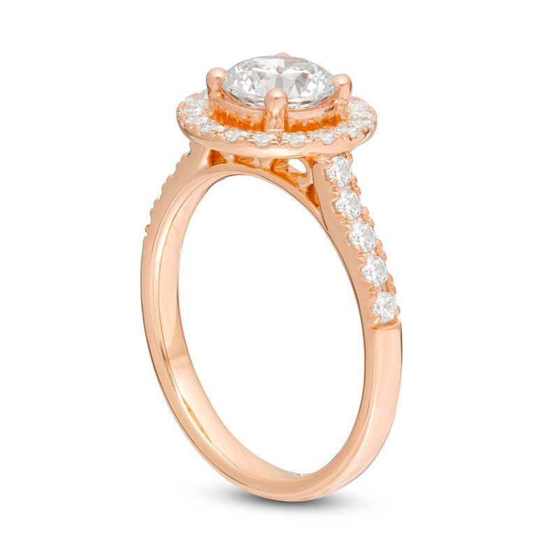 1.5 CT. T.W. Natural Diamond Frame Engagement Ring in Solid 14K Rose Gold