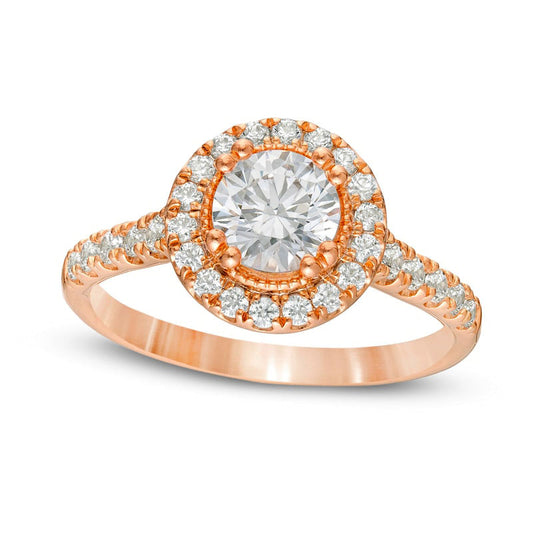 1.5 CT. T.W. Natural Diamond Frame Antique Vintage-Style Engagement Ring in Solid 14K Rose Gold
