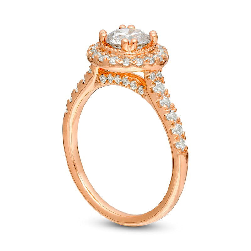 1.5 CT. T.W. Natural Diamond Frame Antique Vintage-Style Engagement Ring in Solid 14K Rose Gold