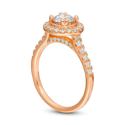1.5 CT. T.W. Natural Diamond Frame Antique Vintage-Style Engagement Ring in Solid 14K Rose Gold