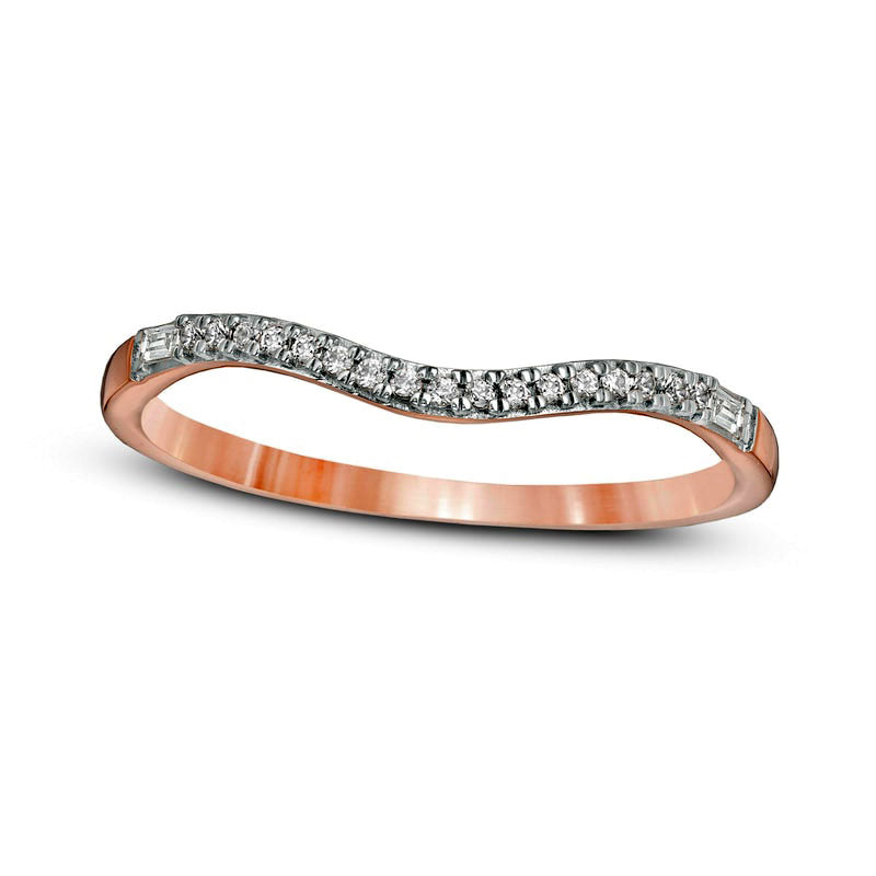 0.10 CT. T.W. Natural Diamond Contour Anniversary Band in Solid 10K Rose Gold