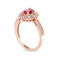 Oval Ruby and 0.10 CT. T.W. Natural Diamond Sunburst Frame Antique Vintage-Style Tapered Shank Ring in Solid 10K Rose Gold