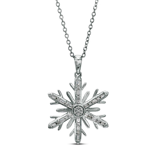 0.25 CT. T.W. Composite Natural Diamond Snowflake Pendant in Sterling Silver