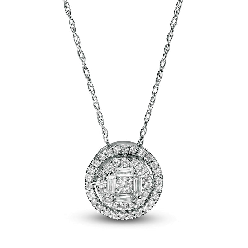 0.25 CT. T.W. Composite Natural Diamond Frame Pendant in 10K White Gold