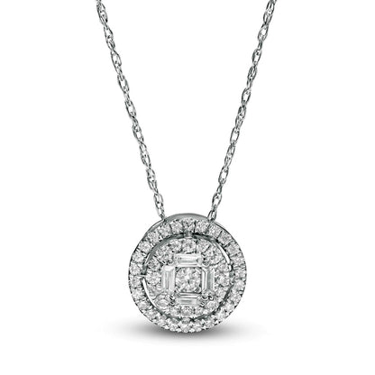 0.25 CT. T.W. Composite Natural Diamond Frame Pendant in 10K White Gold