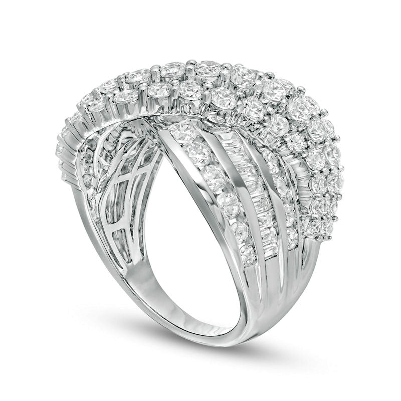 3.0 CT. T.W. Natural Diamond Multi-Row Crossover Ring in Solid 10K White Gold