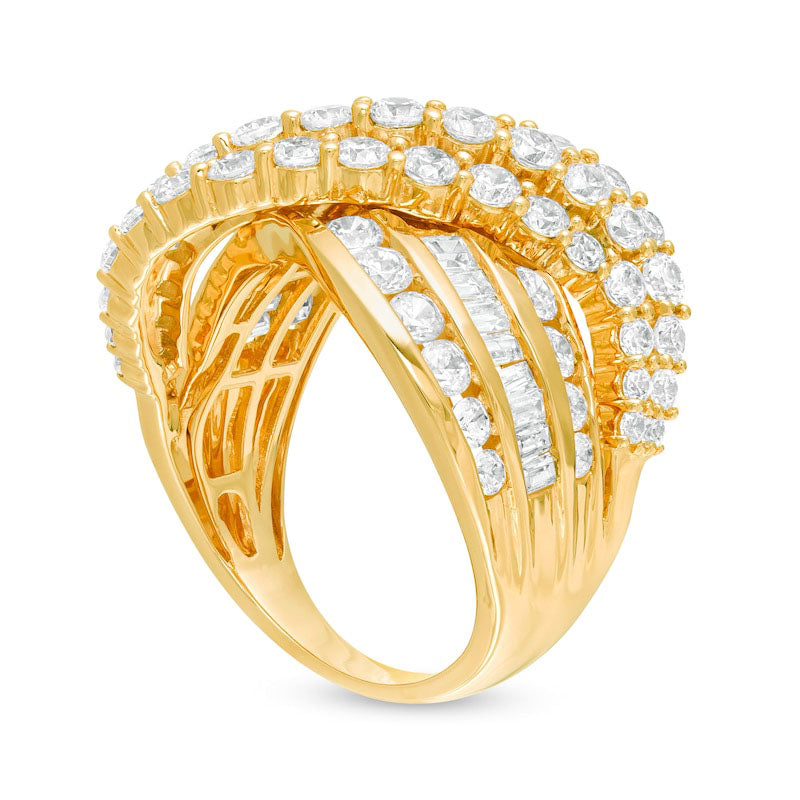 3.0 CT. T.W. Natural Diamond Multi-Row Crossover Ring in Solid 10K Yellow Gold
